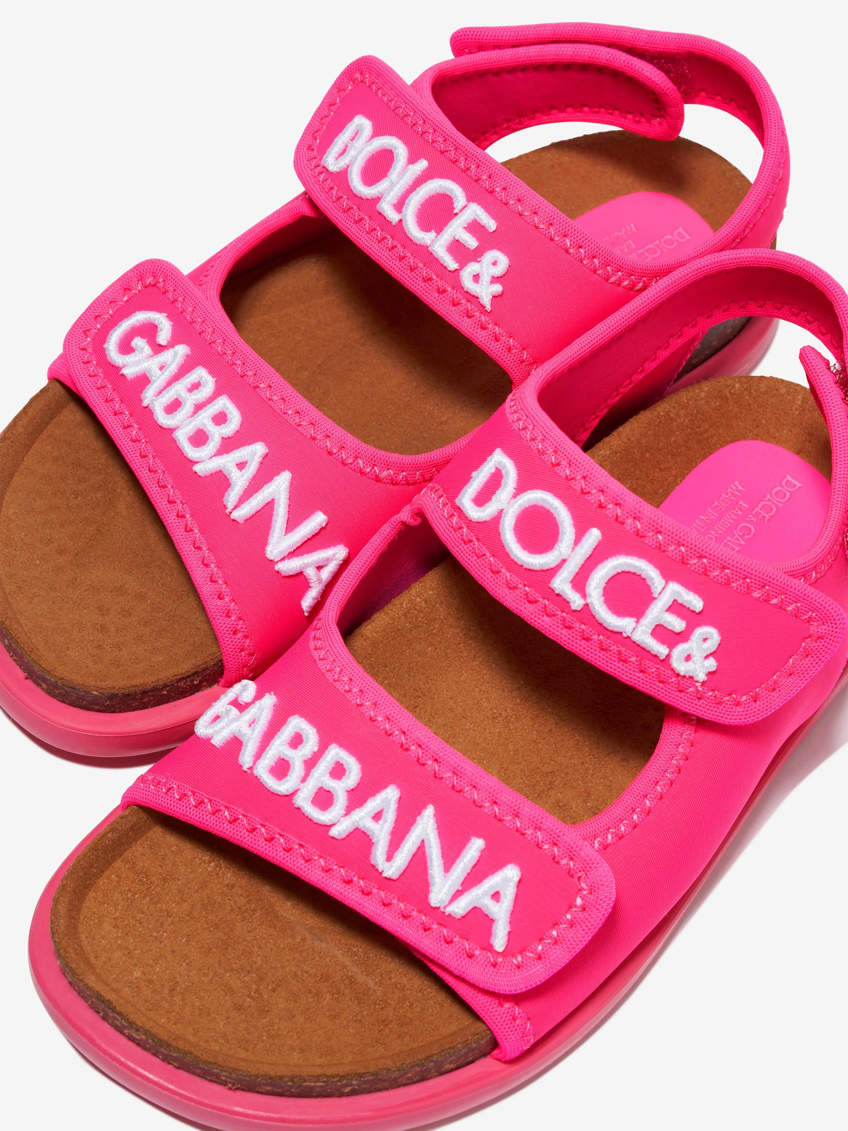 Dolce & Gabbana Girls Lycra Logo Sandals in Pink