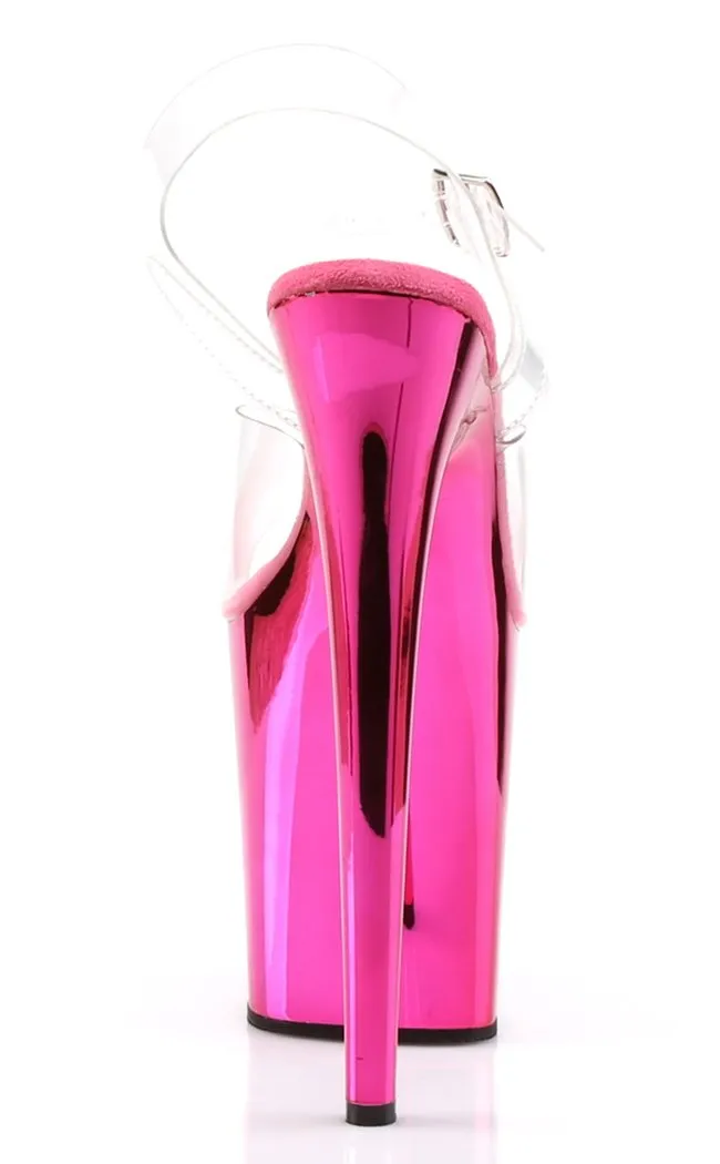 FLAMINGO-808 Clear & Hot Pink Platform Heels