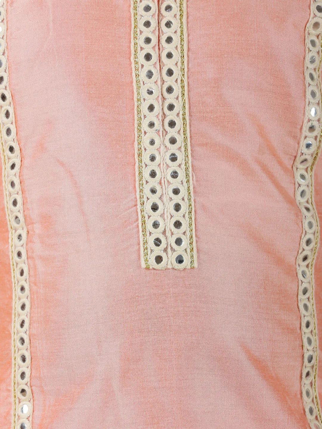 Jashvi Girls' Pink Viscose Kurta Pant Set