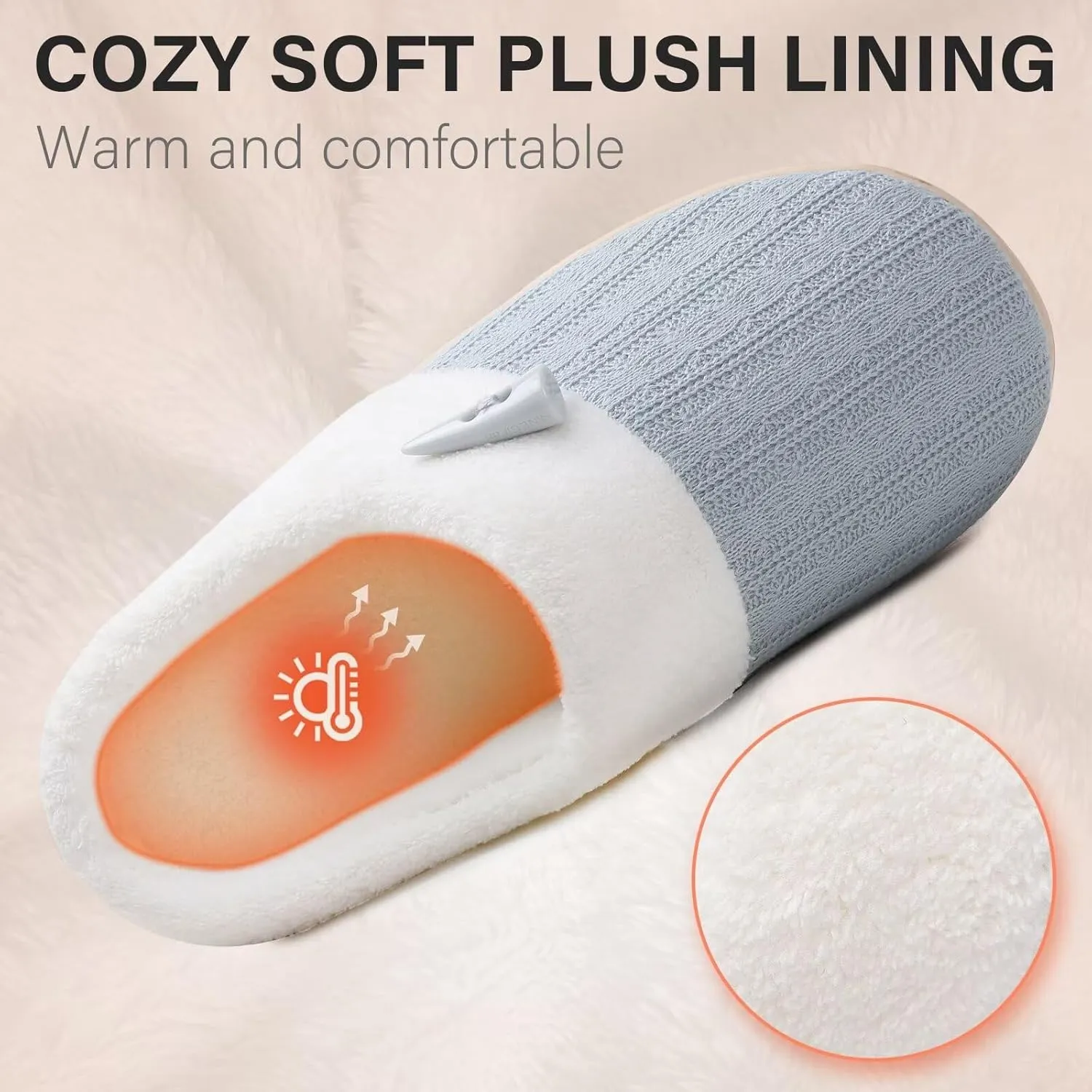 NineCiFun Women's Slippers Scuff Comfy Lightweight House Shoes Slip on Memory Foam Bedroom Slippers Indoor Outdoor Home Shoes with Soft Terry Lining