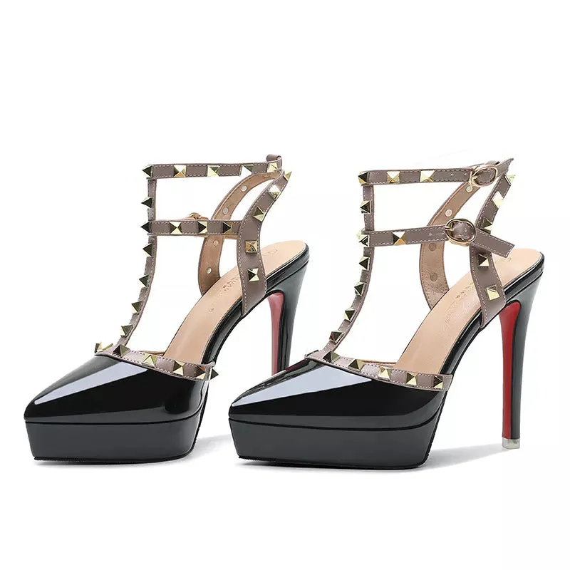 Platform Studded Gladiator Heels