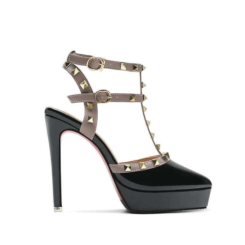 Platform Studded Gladiator Heels