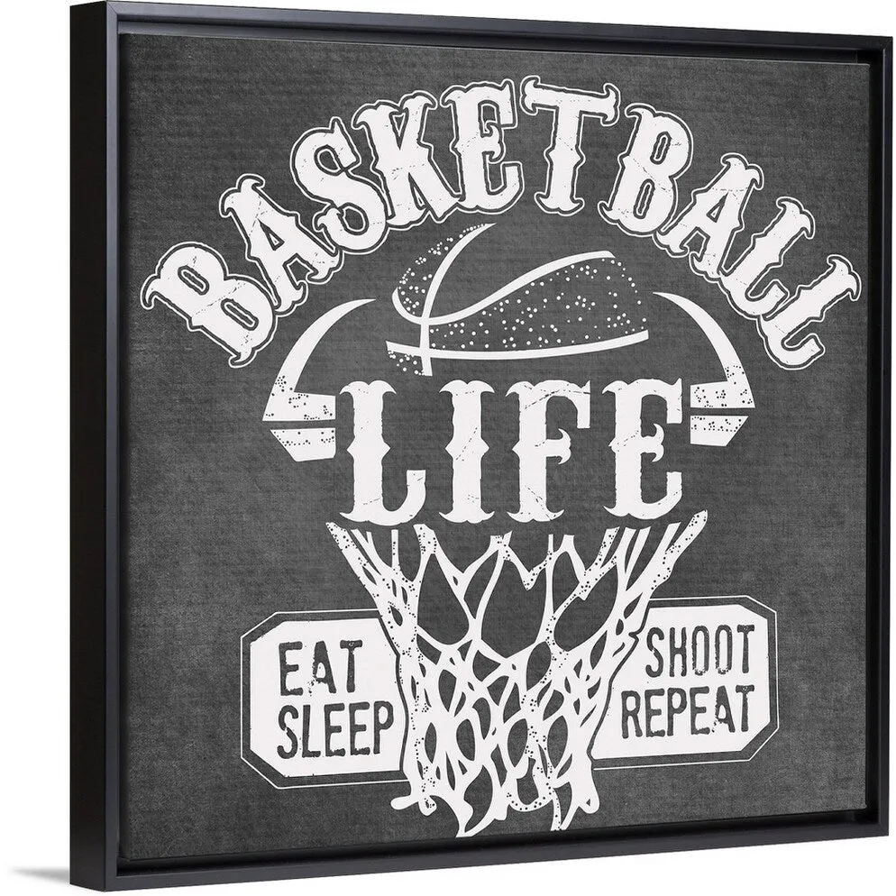 "Basketball Life" Black Float Frame Canvas Art