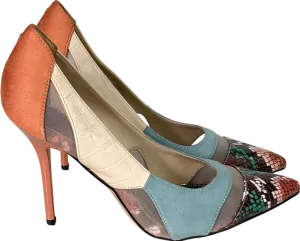 River Island Multicoloured Panel Heeled Court Heels UK 7 EU 40 👠