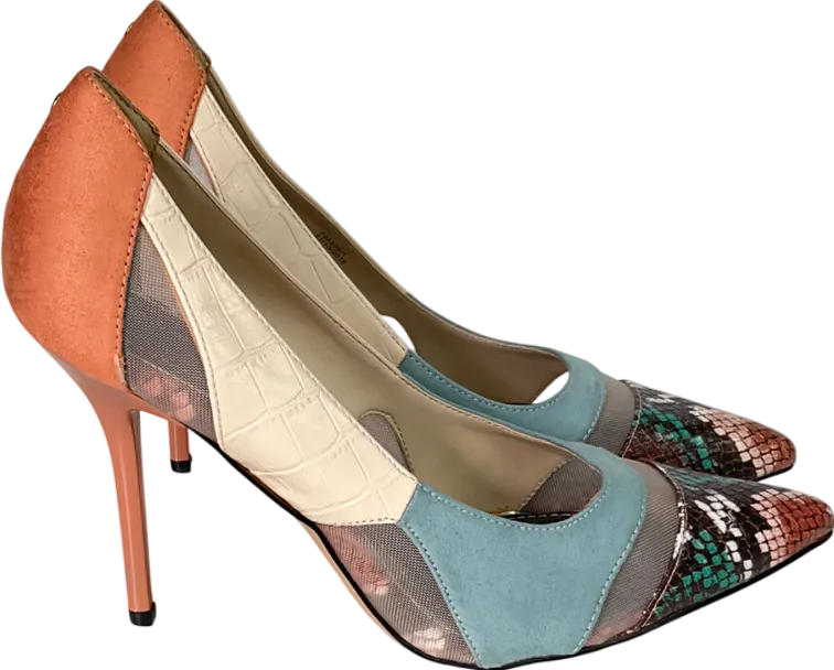 River Island Multicoloured Panel Heeled Court Heels UK 7 EU 40 👠