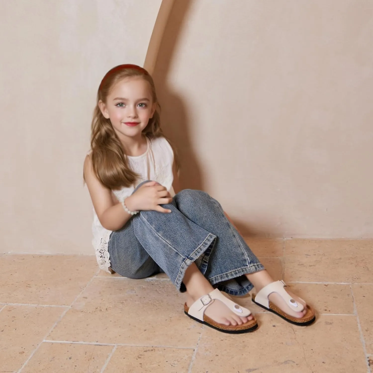 Torotto Boys Girls Flip Flops Comfortable Cork Footbed Thong Sandals with Adjustable Straps(Toddler/Little Kid/Big Kid)