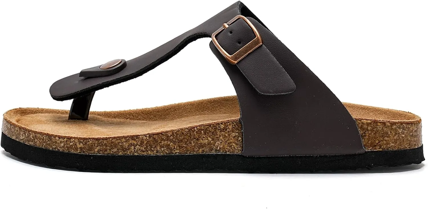Torotto Boys Girls Flip Flops Comfortable Cork Footbed Thong Sandals with Adjustable Straps(Toddler/Little Kid/Big Kid)