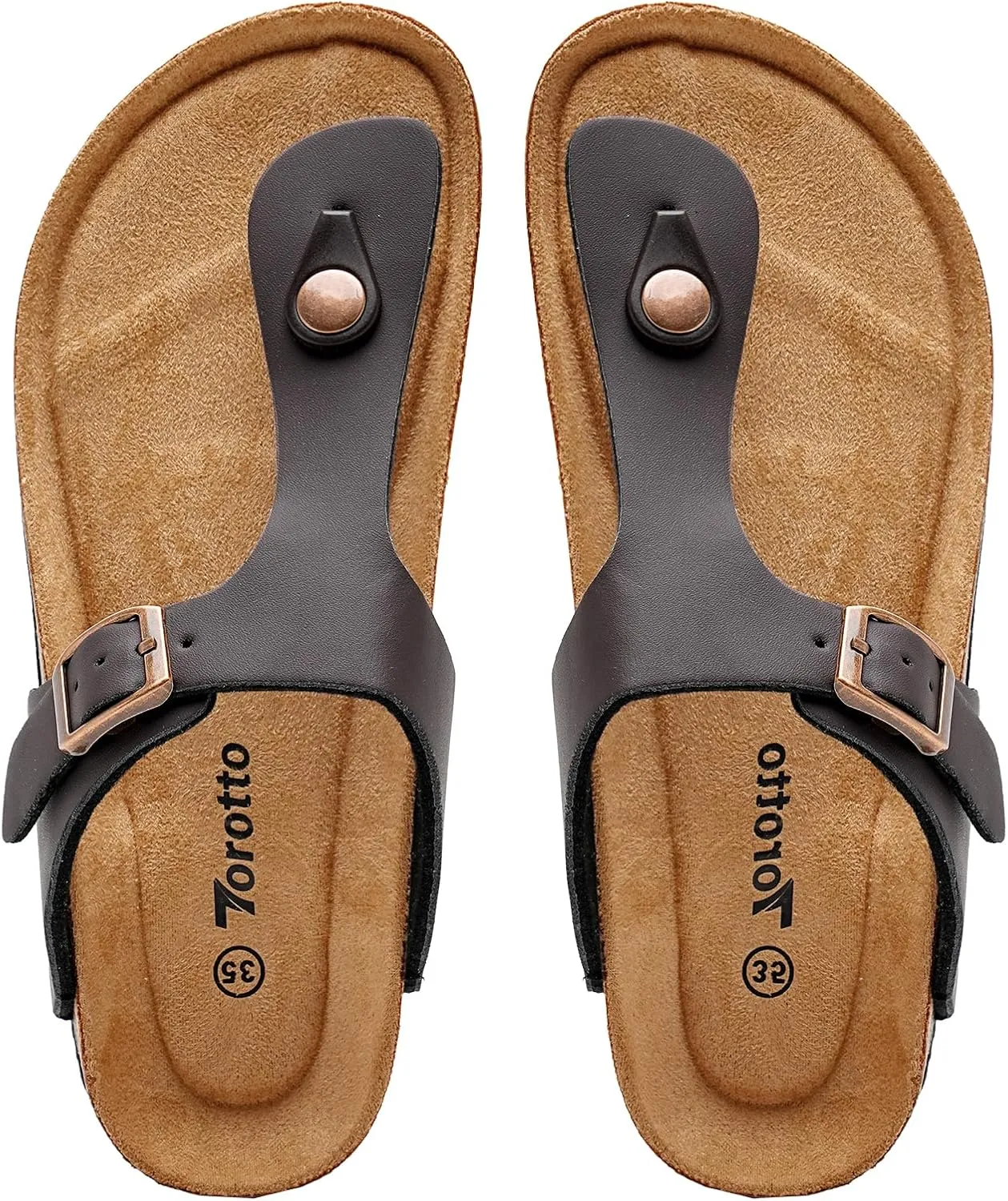 Torotto Boys Girls Flip Flops Comfortable Cork Footbed Thong Sandals with Adjustable Straps(Toddler/Little Kid/Big Kid)
