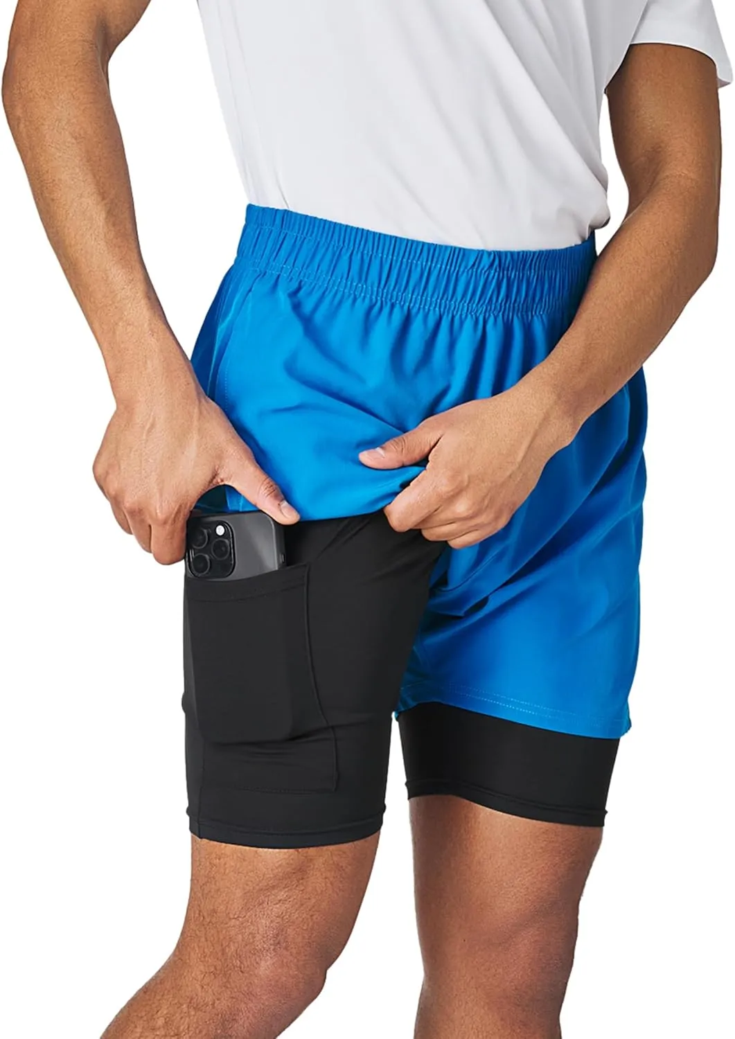 Ultra Performance Men's Athletic 2 in 1 Compression Shorts 2 Pack Mens Gym Workout Running Short??s for Men, 5 Inch Inseam