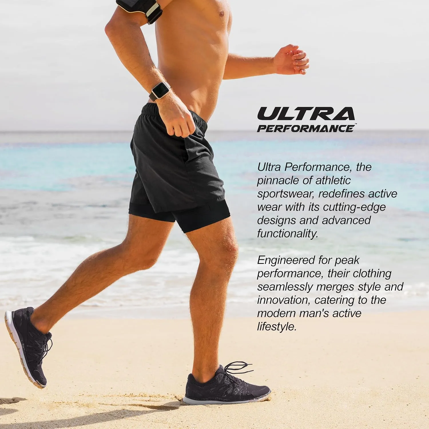 Ultra Performance Men's Athletic 2 in 1 Compression Shorts 2 Pack Mens Gym Workout Running Short??s for Men, 5 Inch Inseam